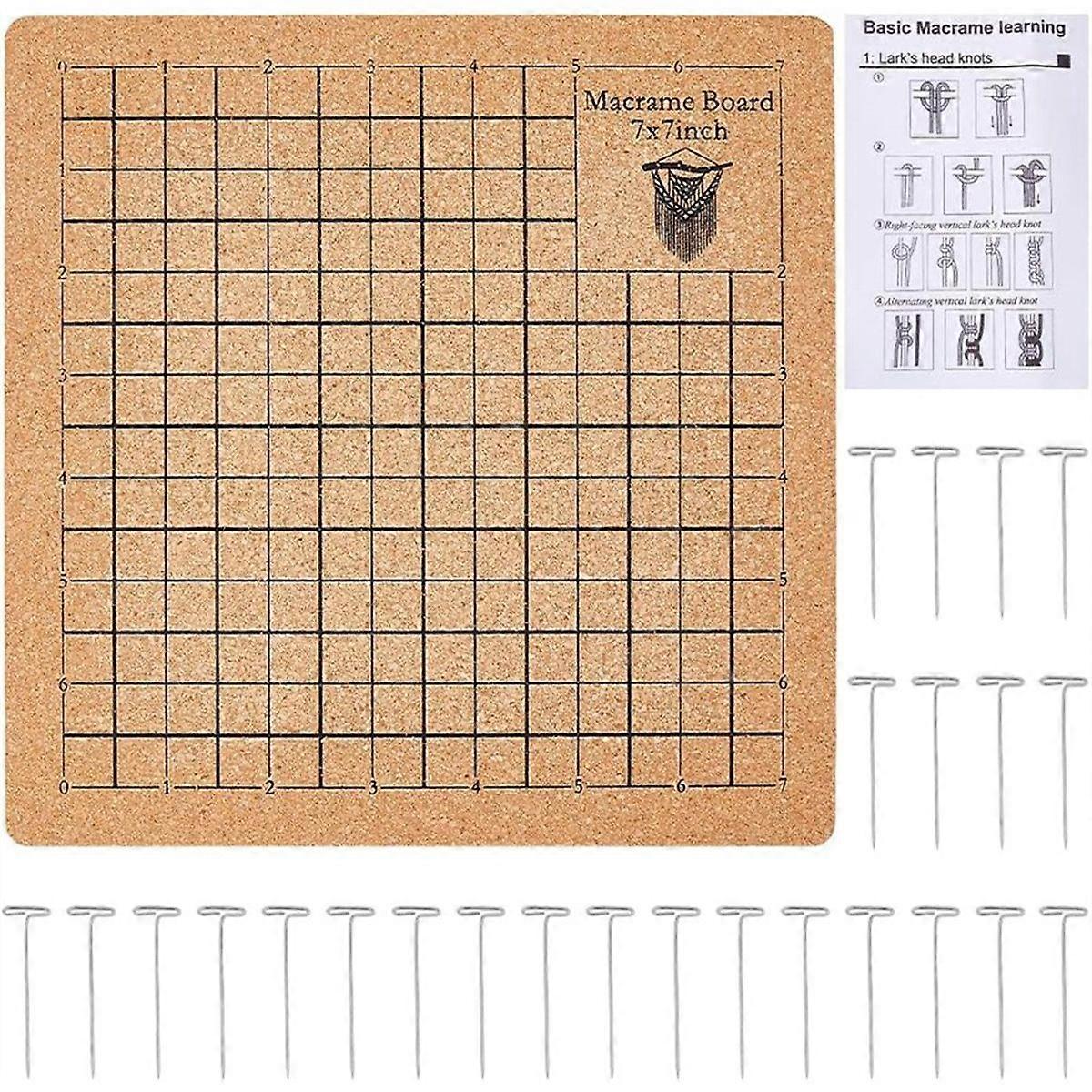 7 X 7 Inch Macrame Cork Braiding Board and Pins Kit for Jewelry Making Measuring Threading Beginner