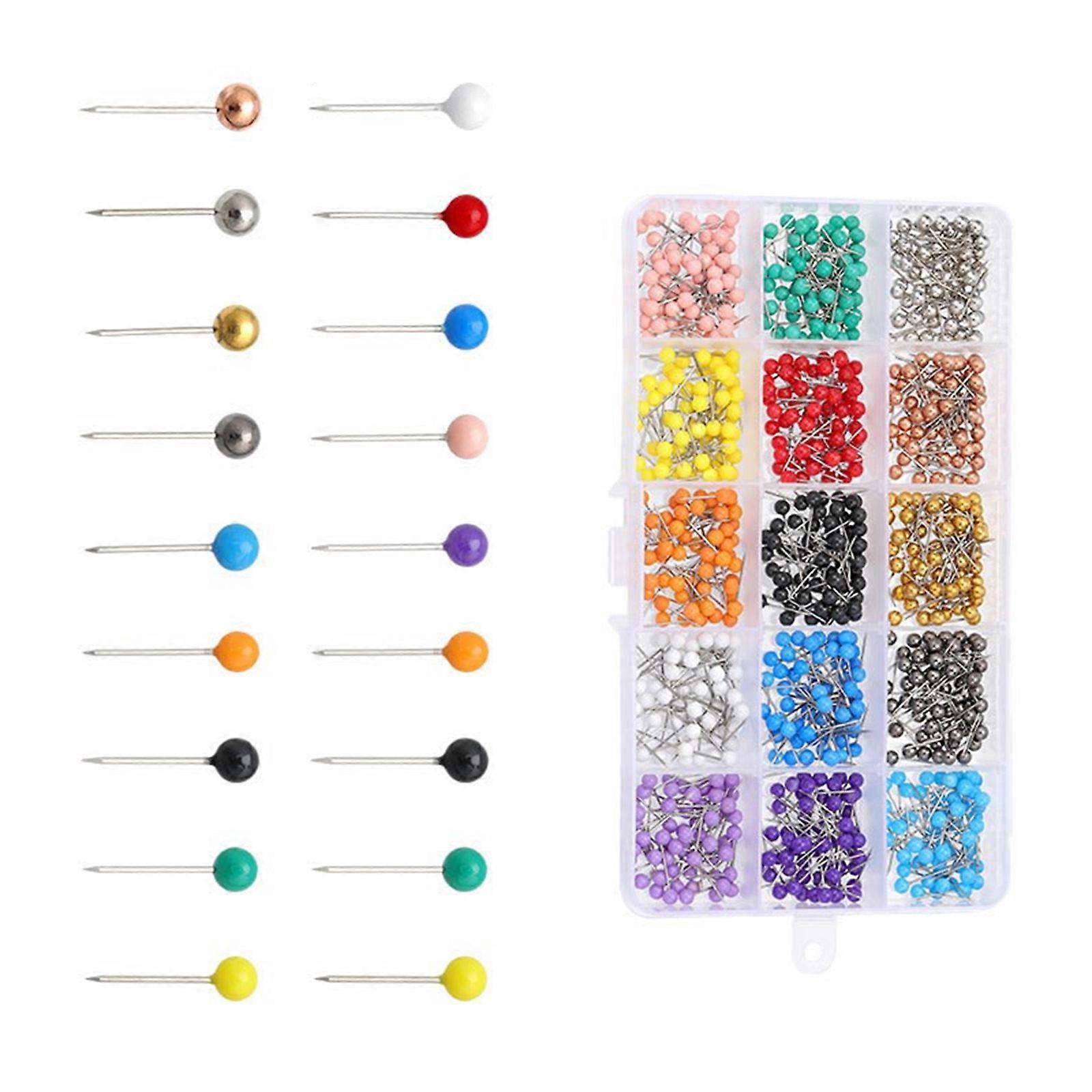 200/500/900Pcs 4mm Round Head Sewing Pins With Storage Box Color Coded Dressmaking Pins For Quilting and Pattern Making Multicolor