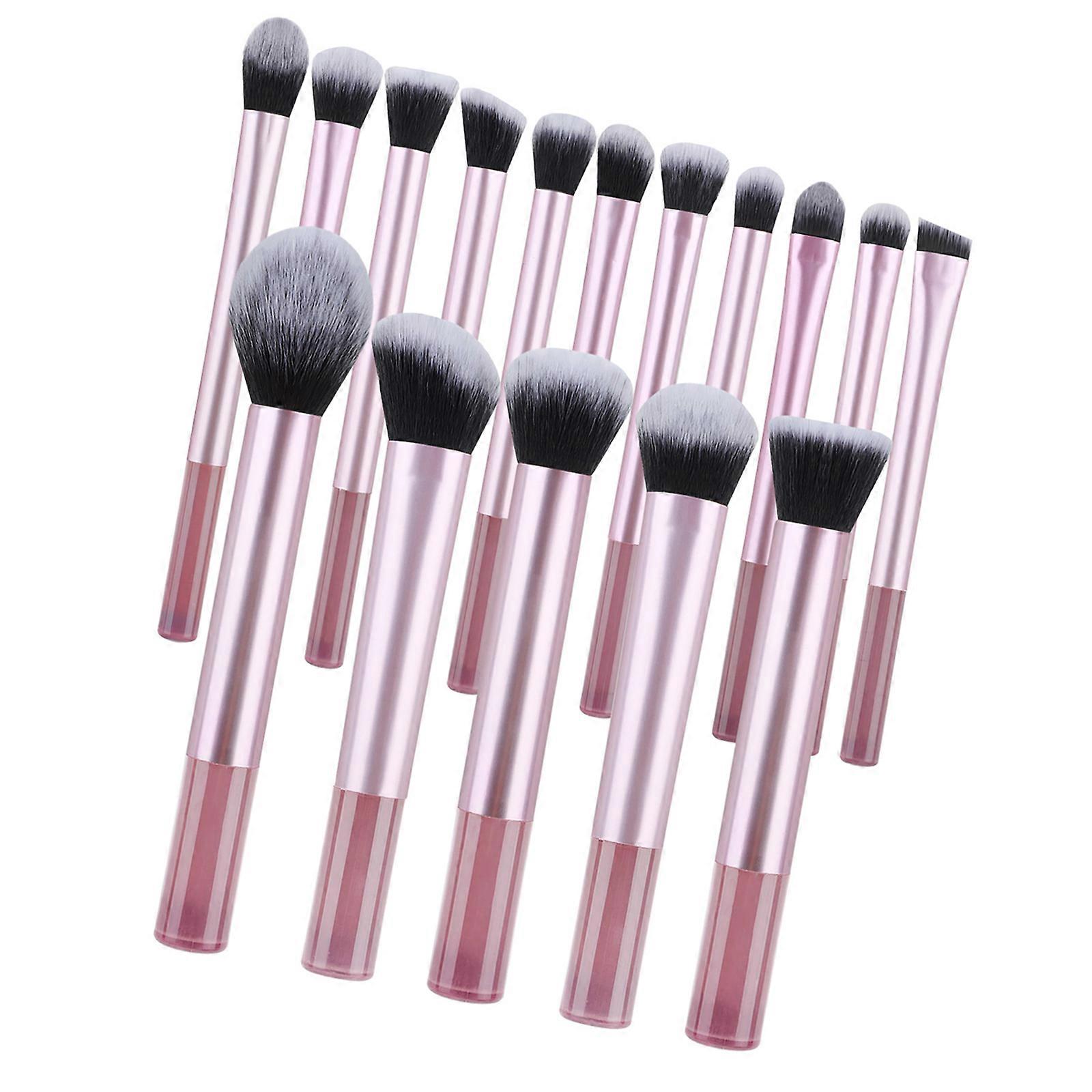 Collection de 16 pinceaux de maquillage doux et pratiques pour une application précise. Idéale pour les débutants. Rangement facile. Multicolore.