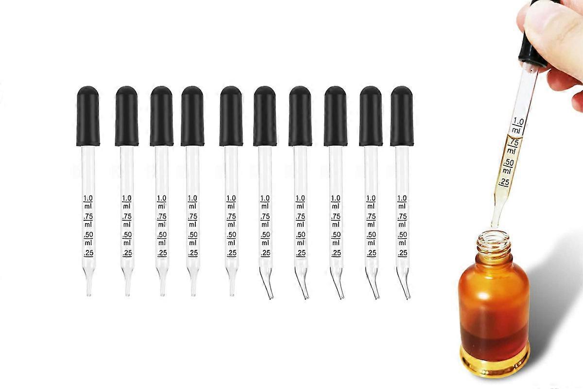 10Pcs Eye Dropper With Durable Rubber Head Glass Pipette