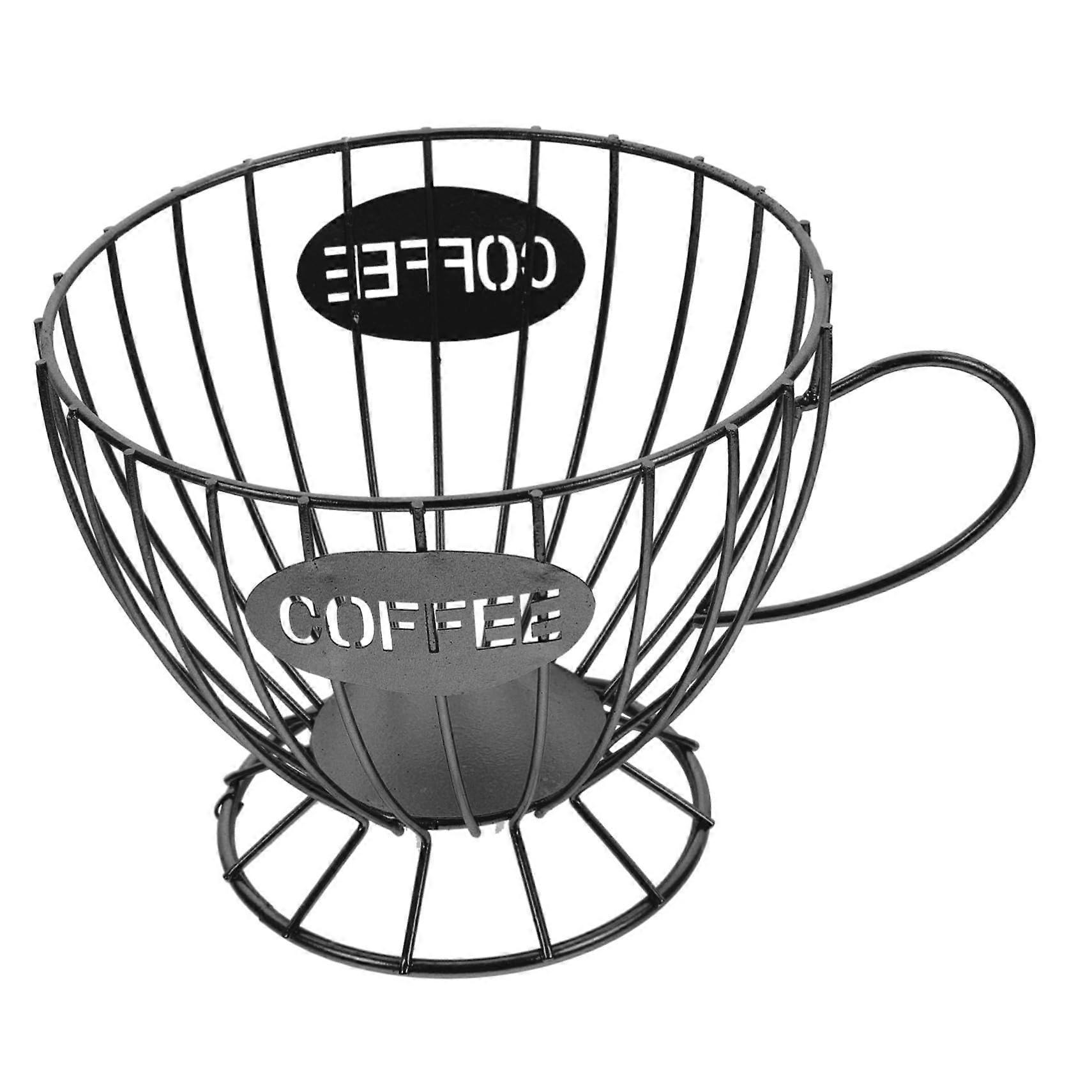 Coffee Pod Holder Basket with Hollow Iron Design Large Capacity Countertop Storage for Coffee Capsules Fruits and Snacks