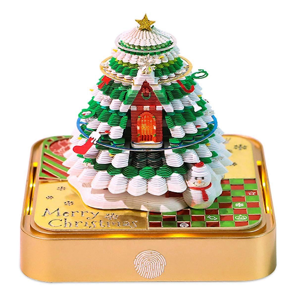 2026 LED Light Christmas Tree Desk Calendar 3D Tear Away Paper Carving ...
