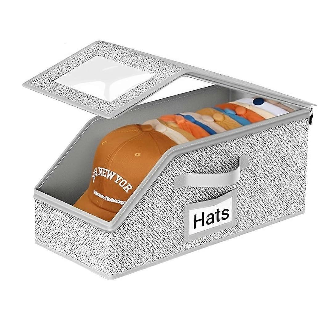 Baseball Cap Storage Box Stackable Organizer for Closet Holds 12 Caps DustProof Cardboard