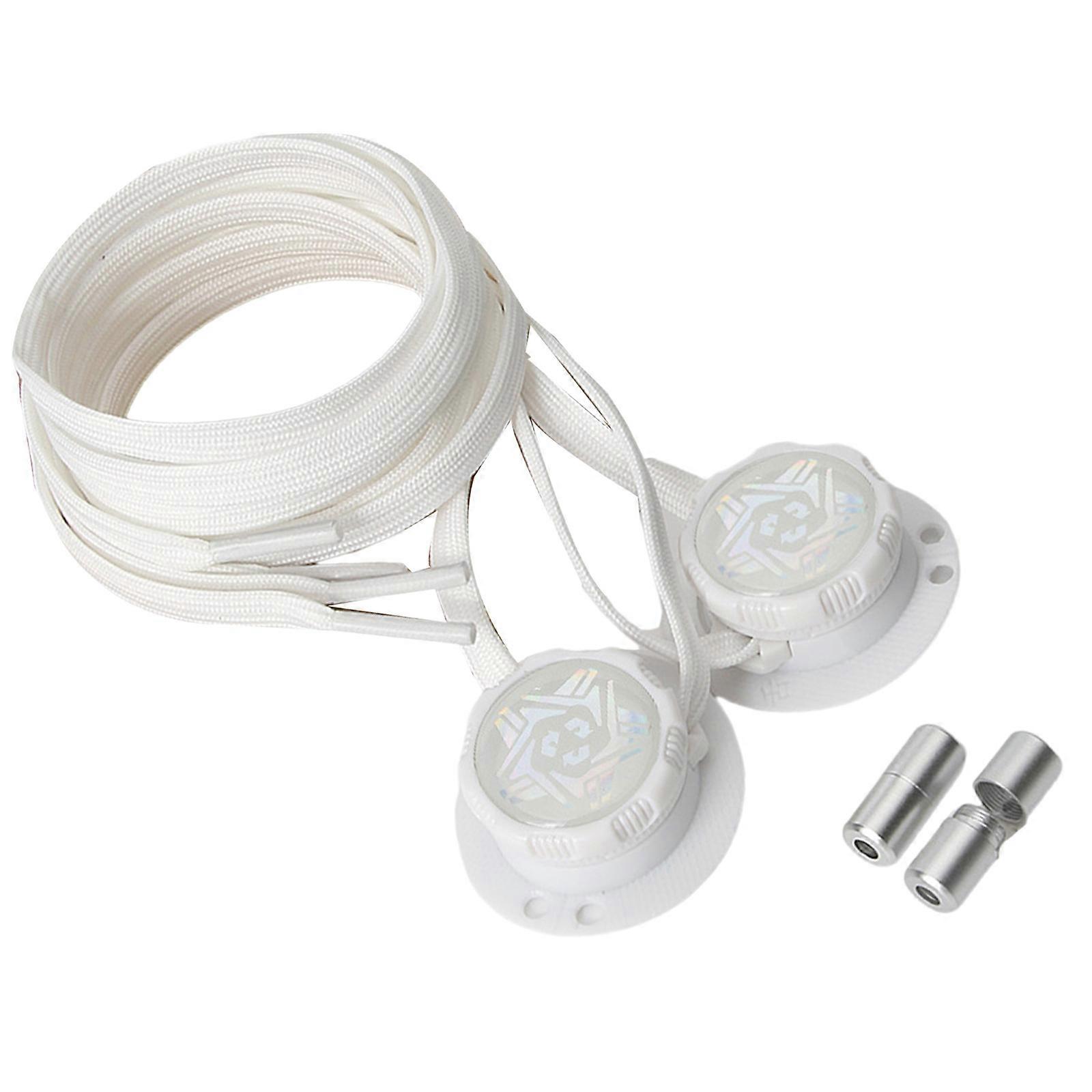 Quick Releases Twist Lock Laces Nonslip Flat Design ABS Automatic Buckle Shoe Strings For Athletic Formal Shoes Sneakers  White