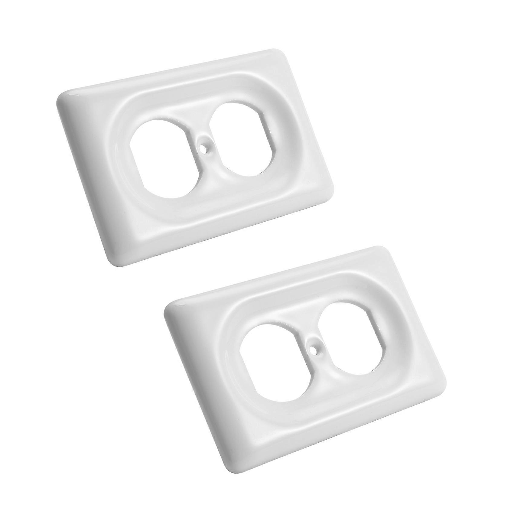 2Pack Ceramic Switch Plates Outlet Covers Switch Plate Cover White (Single Duplex)