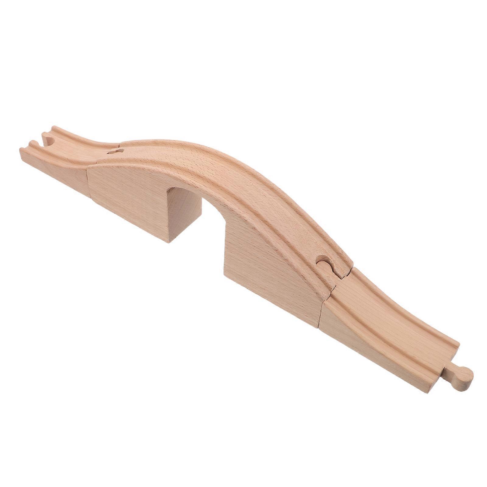 Toy Train Track Bridge Expansion Set Featuring Beige Wooden Components