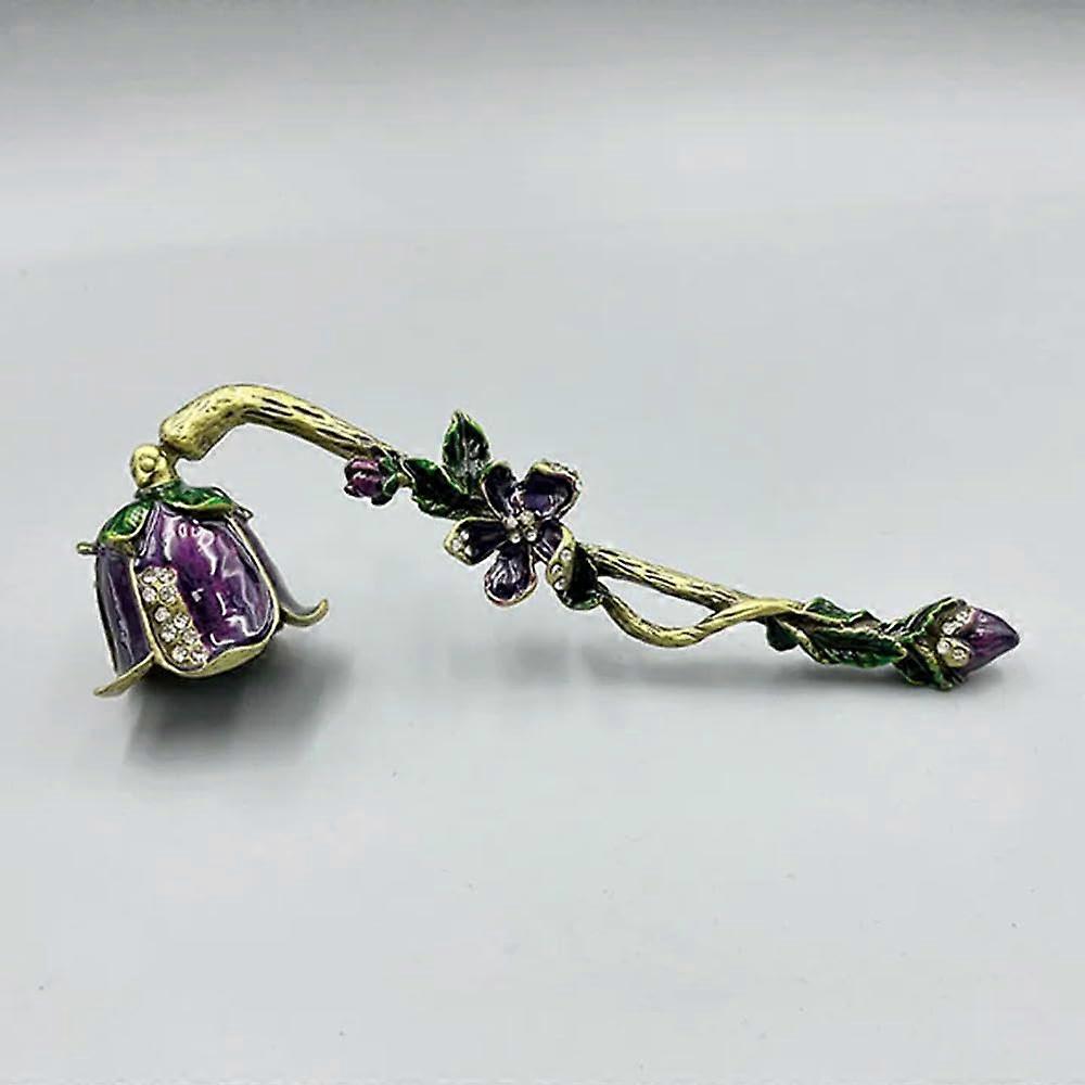 Retro Candle Snuffer BellShaped Alloy Extinguisher with Purple Flower Enamel Long Handle for Home Decor