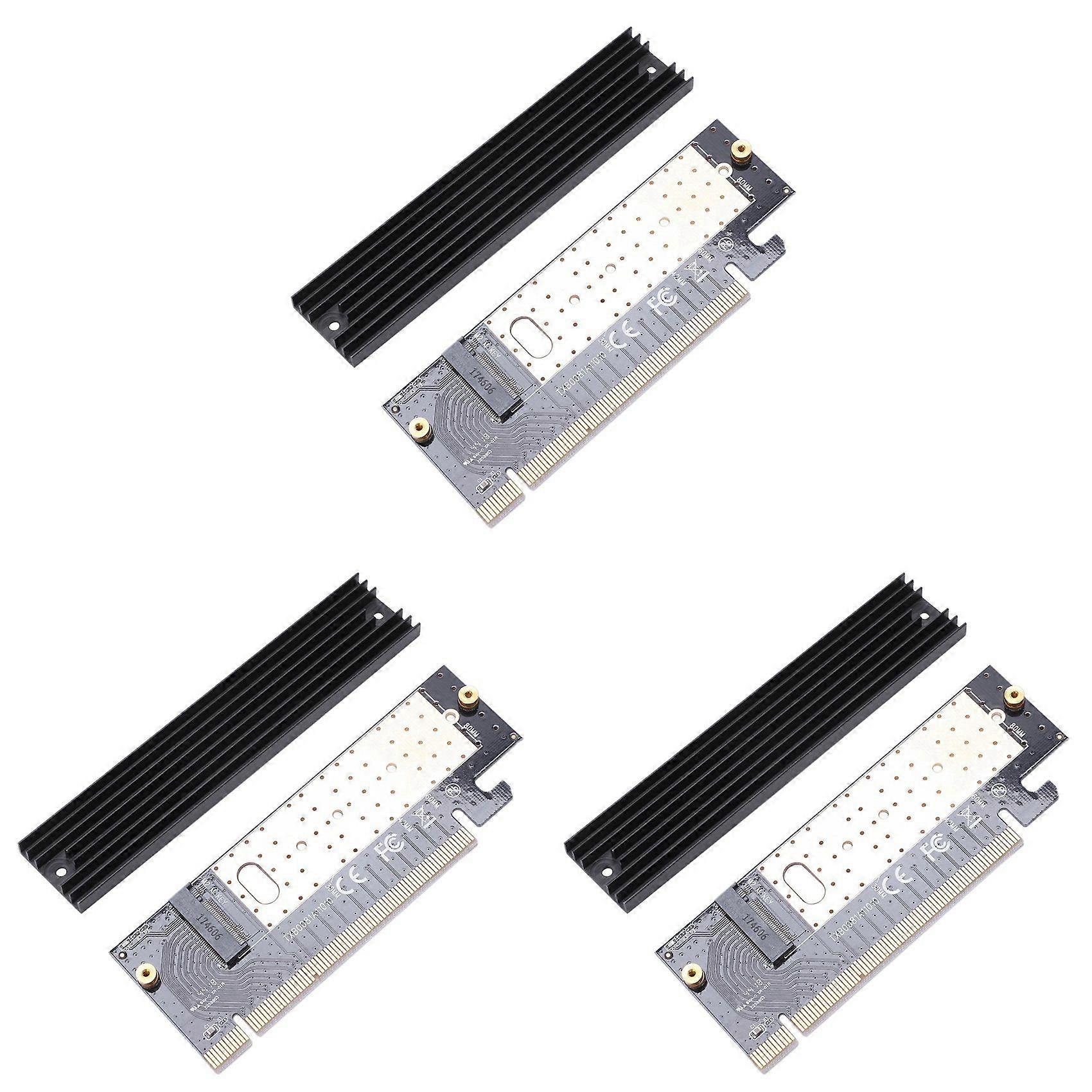 3X M.2 Nvme Ssd Adapter M2 to Pcie 3.0 X16 Controller Card M Key Interface Support Pci Express 3.0 X4 2230-2280 Size