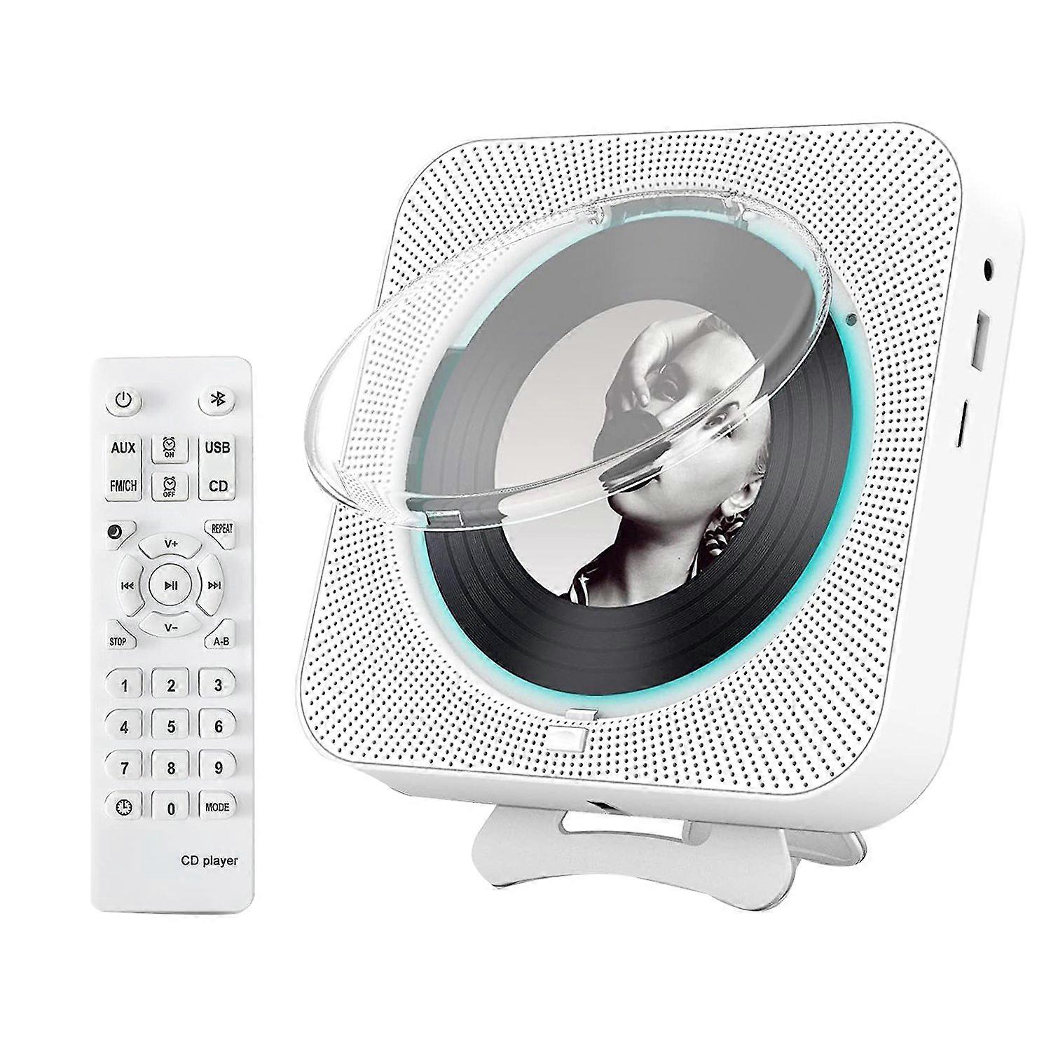 Portable Bluetooth CD Player,Wall Mount CD Player Home Audio Music Players with Remote Control,LCD Display-EU Plug