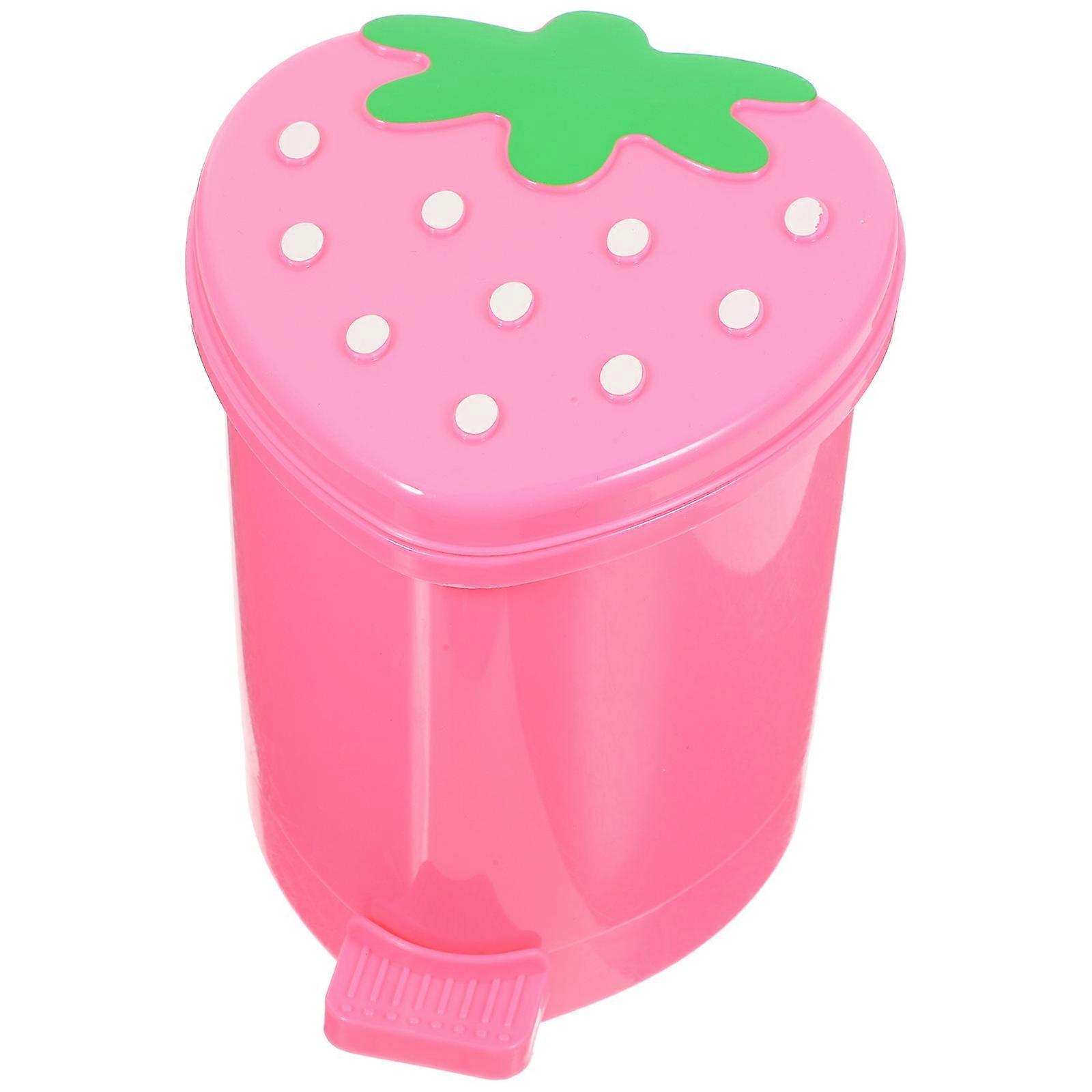 Pink Desktop Trash Can with Cover for Home Use Made of PP Material 7.8x5.9 Inches