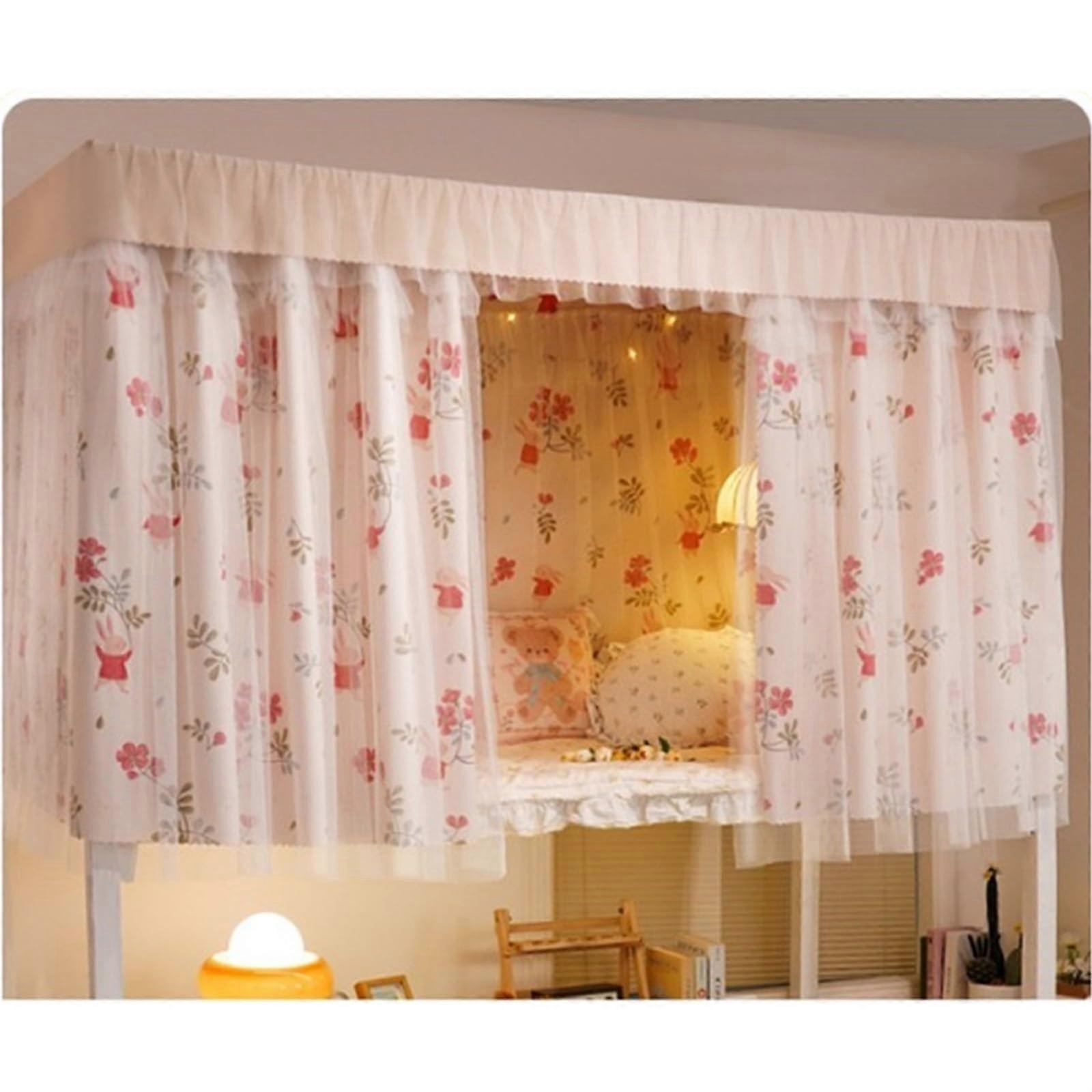Bunk Bed Curtains Light Blocking Privacy for Dorm Students, Breathable Washable Bunny Design 1.35M
