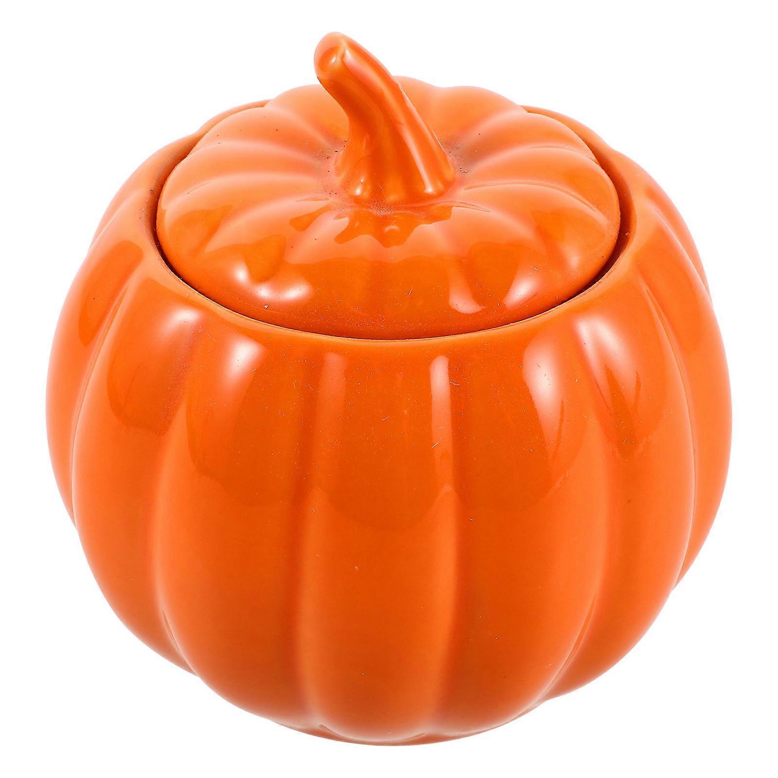Orange Ceramic Halloween Cookie Jar Pumpkin Jar for Storage