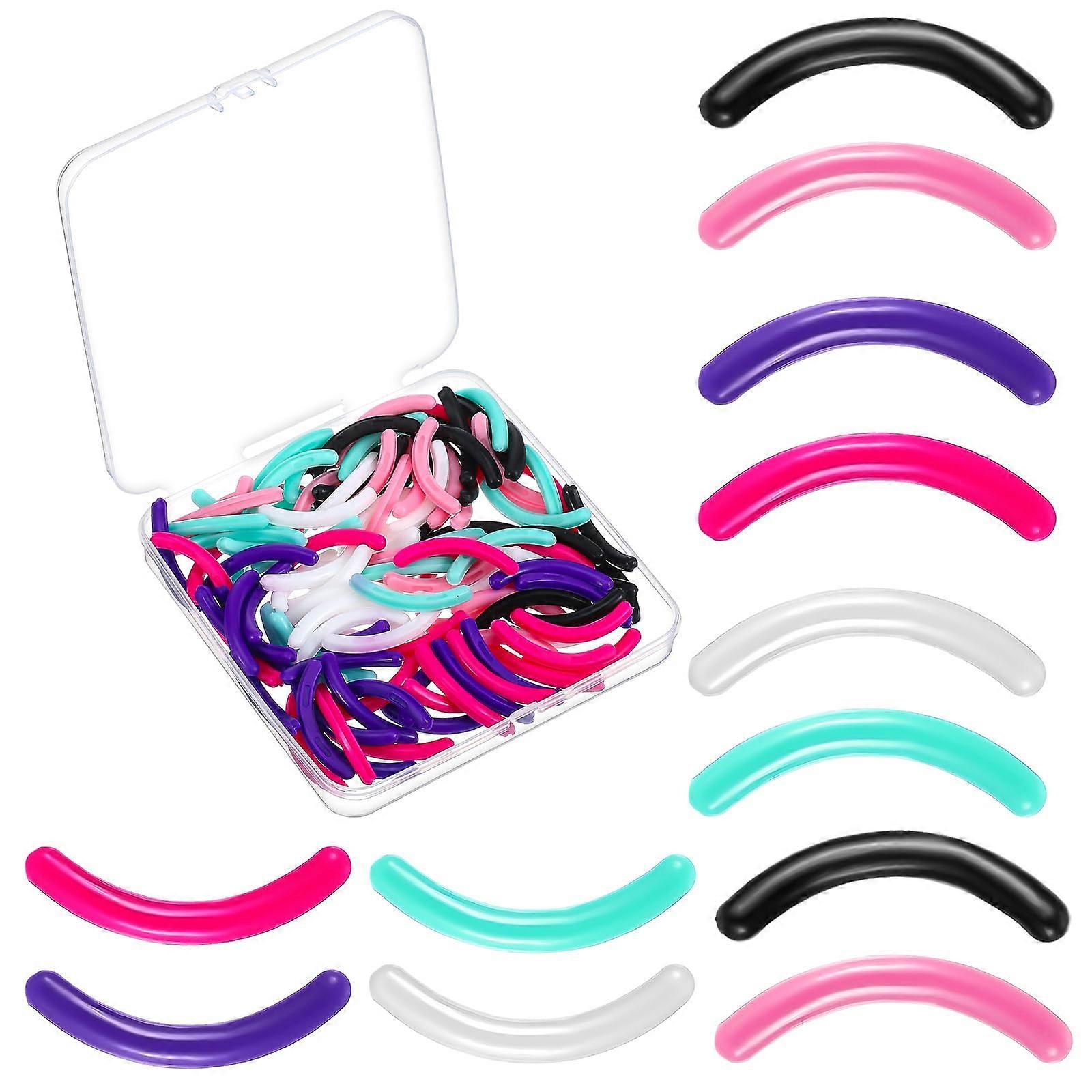 120 Pcs Colorful Silicone Eyelash Curler Refills with Storage Case, Universal Replacement Pads