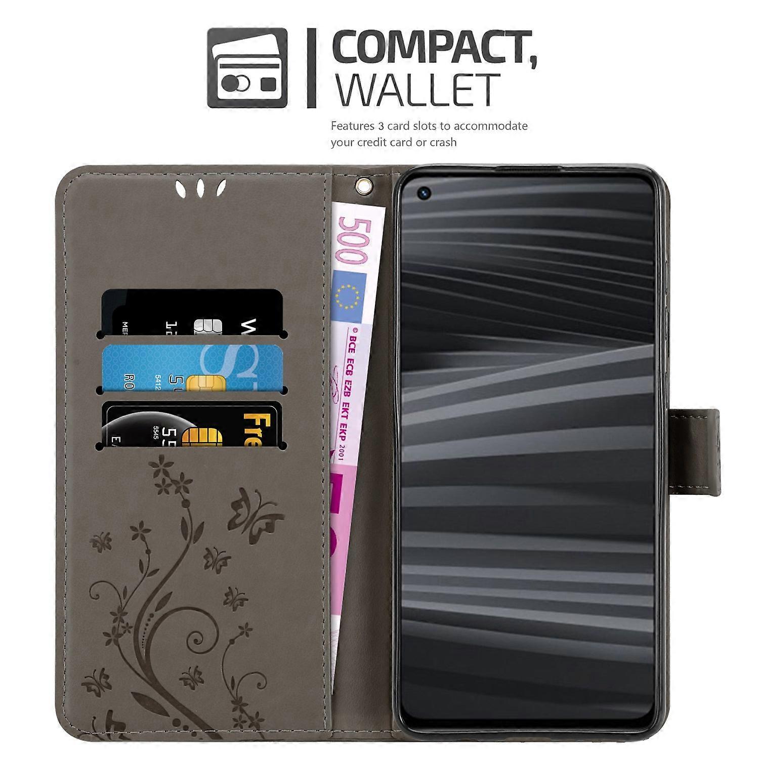 Realme GT 2 / GT Neo 2 / GT Neo 3T suojakotelo - kukkakuviolla ja korttipaikalla