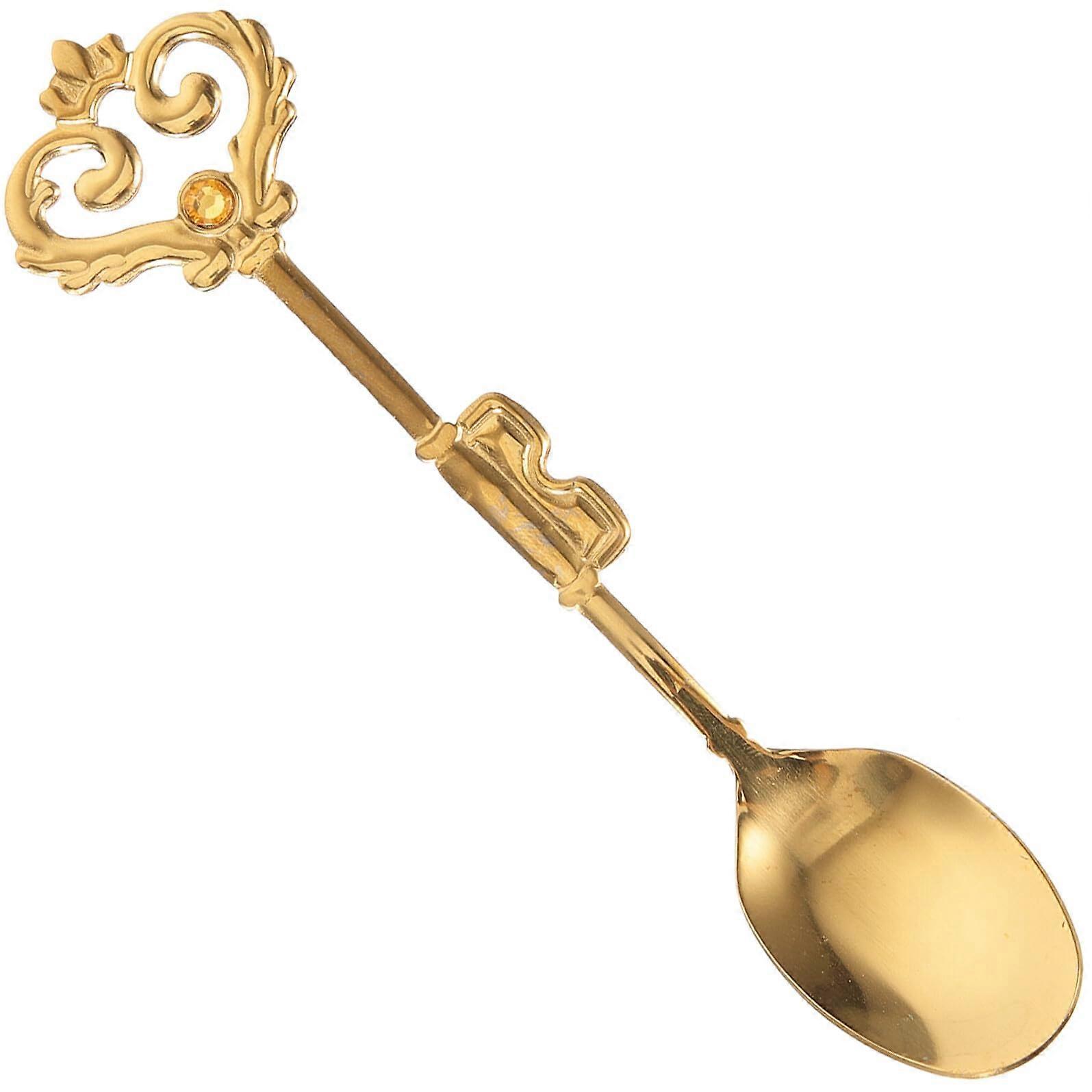 Stainless Steel Long Handle Spoon with Smooth Polished Surface Vintage Crown Design for Coffee Soup