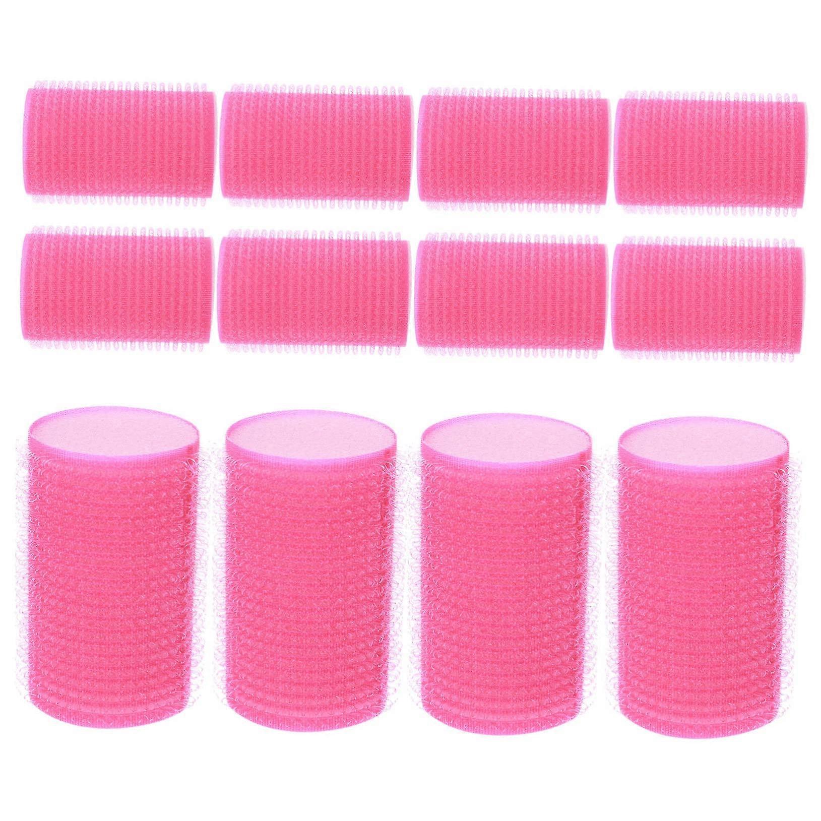 12pcs Self Adhesive Hair Sponge Rollers No Heat Curlers for Women Soft Sleep Styling in Rosy Blue