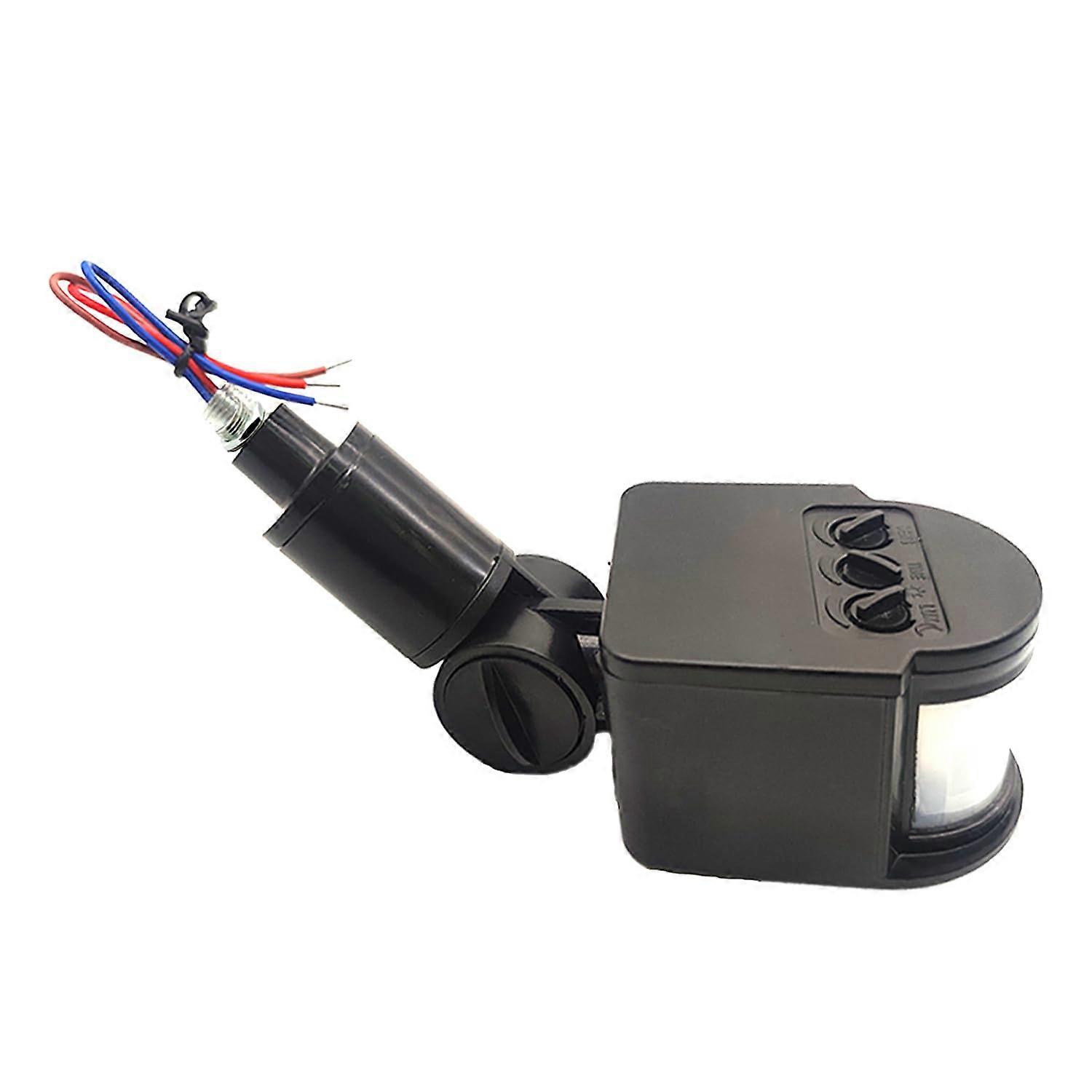 Waterproof PIR Motion Sensor Switch for Outdoor LED Lights, 180° Detection, Adjustable Timer (Black)