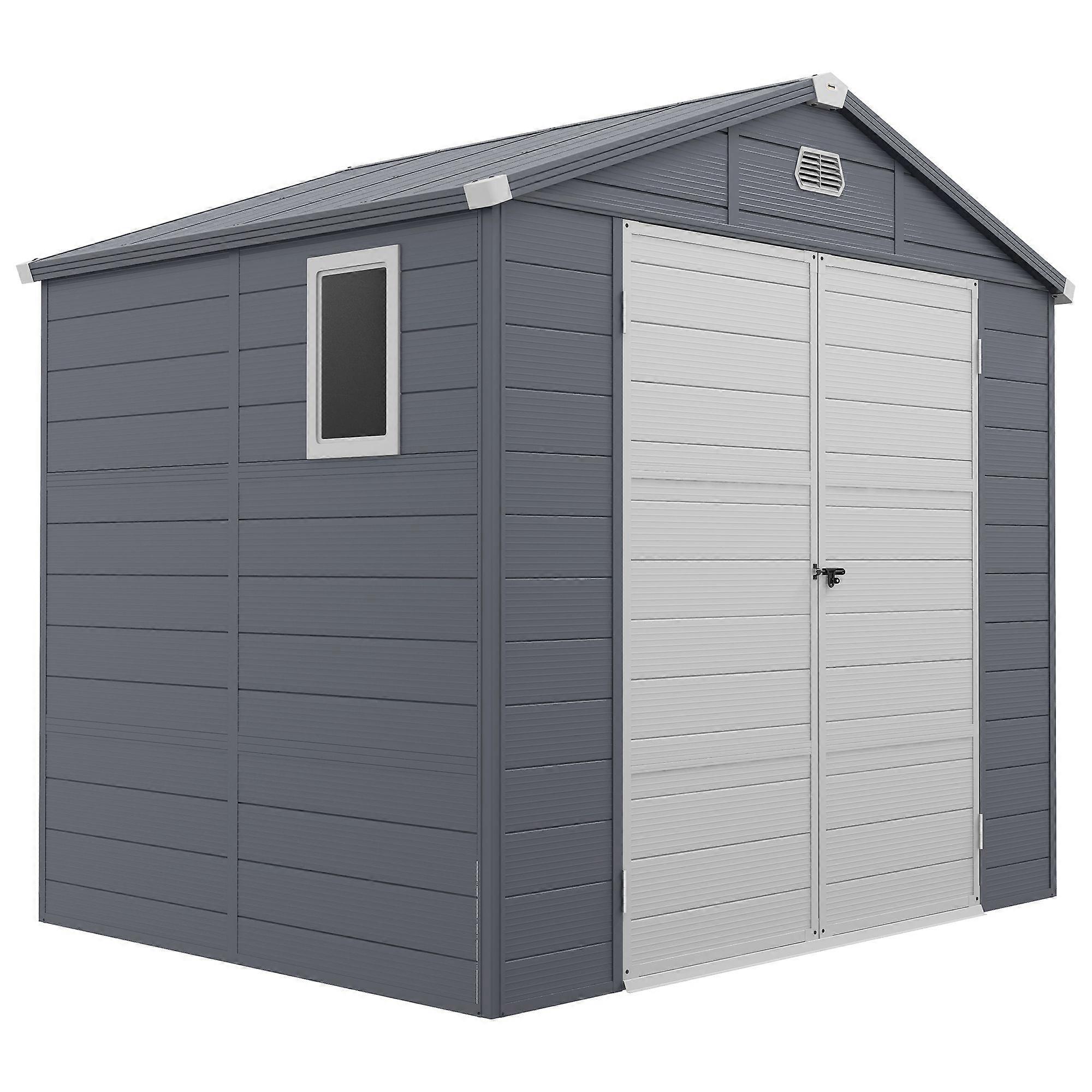 7.9x6.2ft Plastic Wall Garden Shed with Base