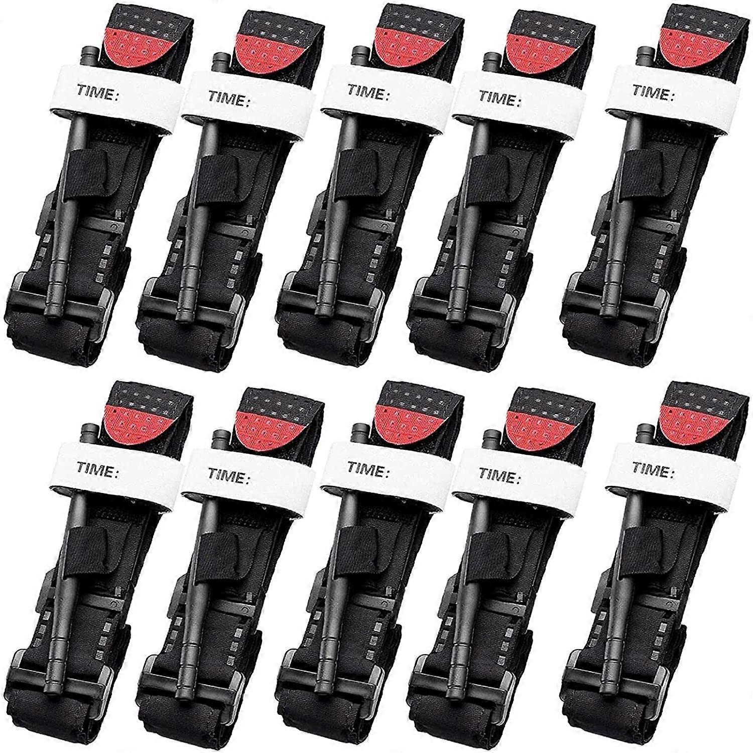10 Pack Combat Tourniquet with Windlass, OneHanded Tactical Design for Rapid Bleeding Control