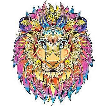 Wooden Jigsaw Puzzles Cool Lion Unique Shaped Jigsaw Puzzle, Wooden Animals Puzzle, Best Christmas Birthday Gift for Teens Adults, 144 Piece