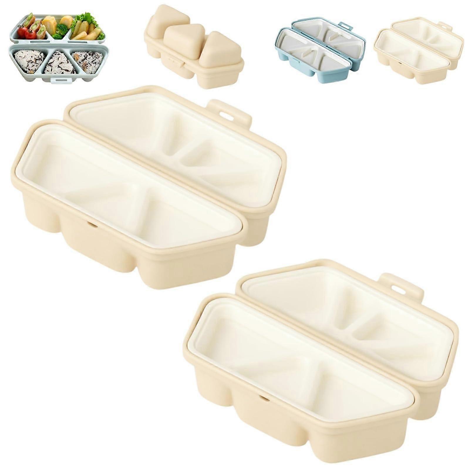 6 in 1 Triangle Onigiri Maker Foldable Rice Ball Mold Nonstick Sushi Press Beige Set