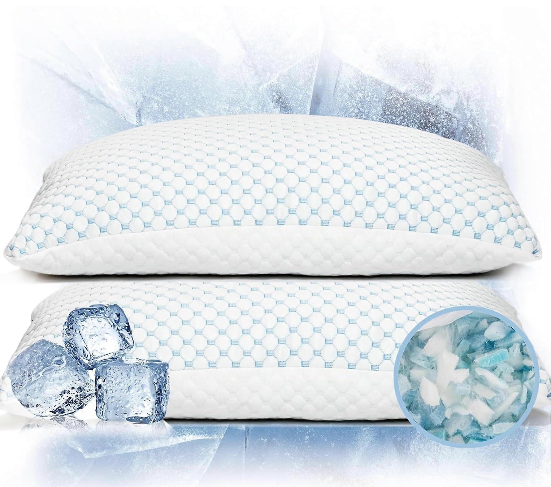 King Size 2 Pack Adjustable Shredded Memory Foam Pillow with Cooling Fiber Cover