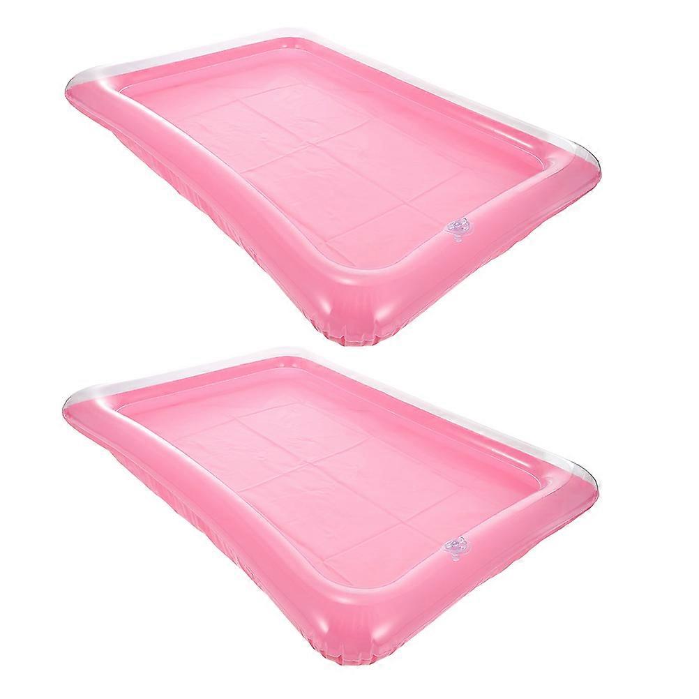 2Pcs Inflatable Floating Ice Tray Pink PVC for Pool Drink Holding Use