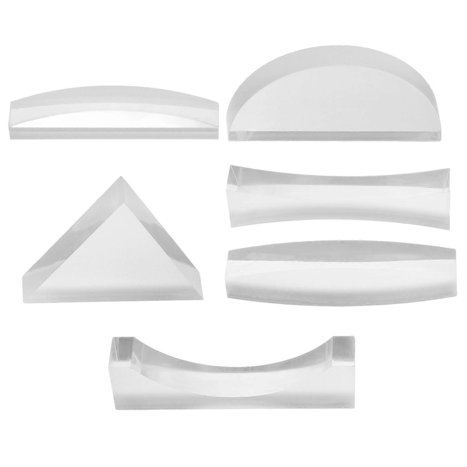 Optical Lens Kit for Physics Teaching 6Pcs Acrylic Optical Lenses Assorted Color