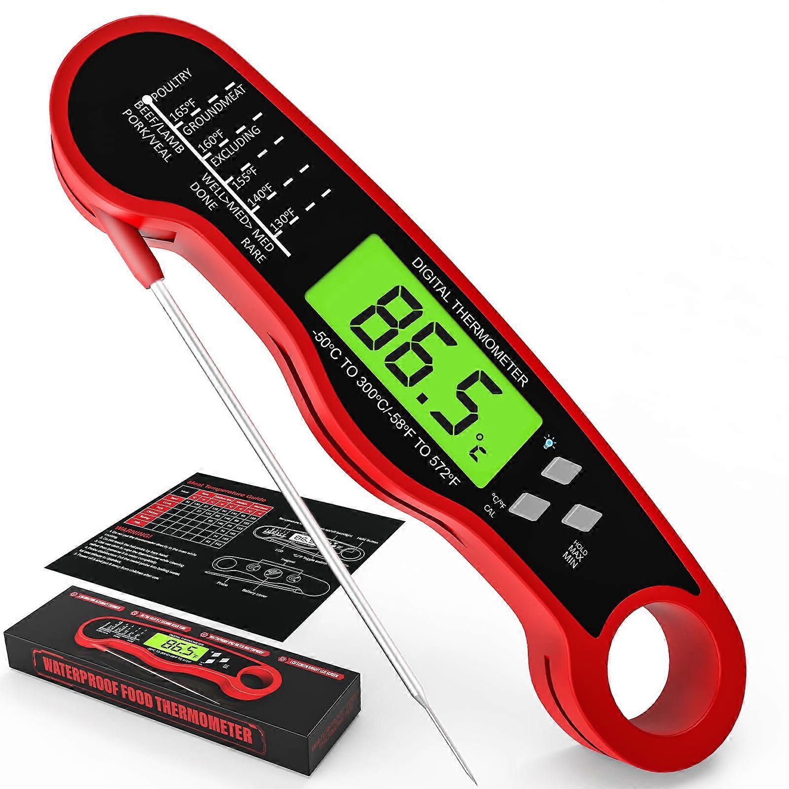Digital Meat Thermometer Instant Read Waterproof with Backlit Display for Grilling Cooking Candy