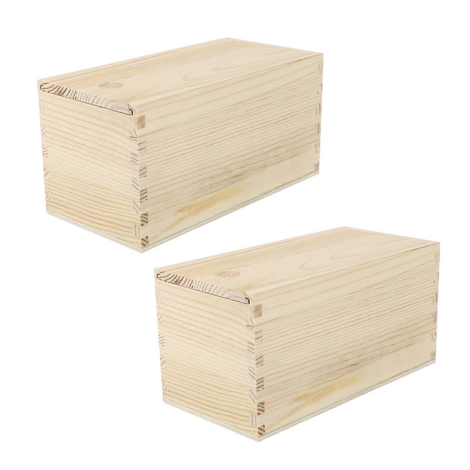 Multi-Function Sliding Container for Storage 2Pcs Wooden Household Sliding Boxes