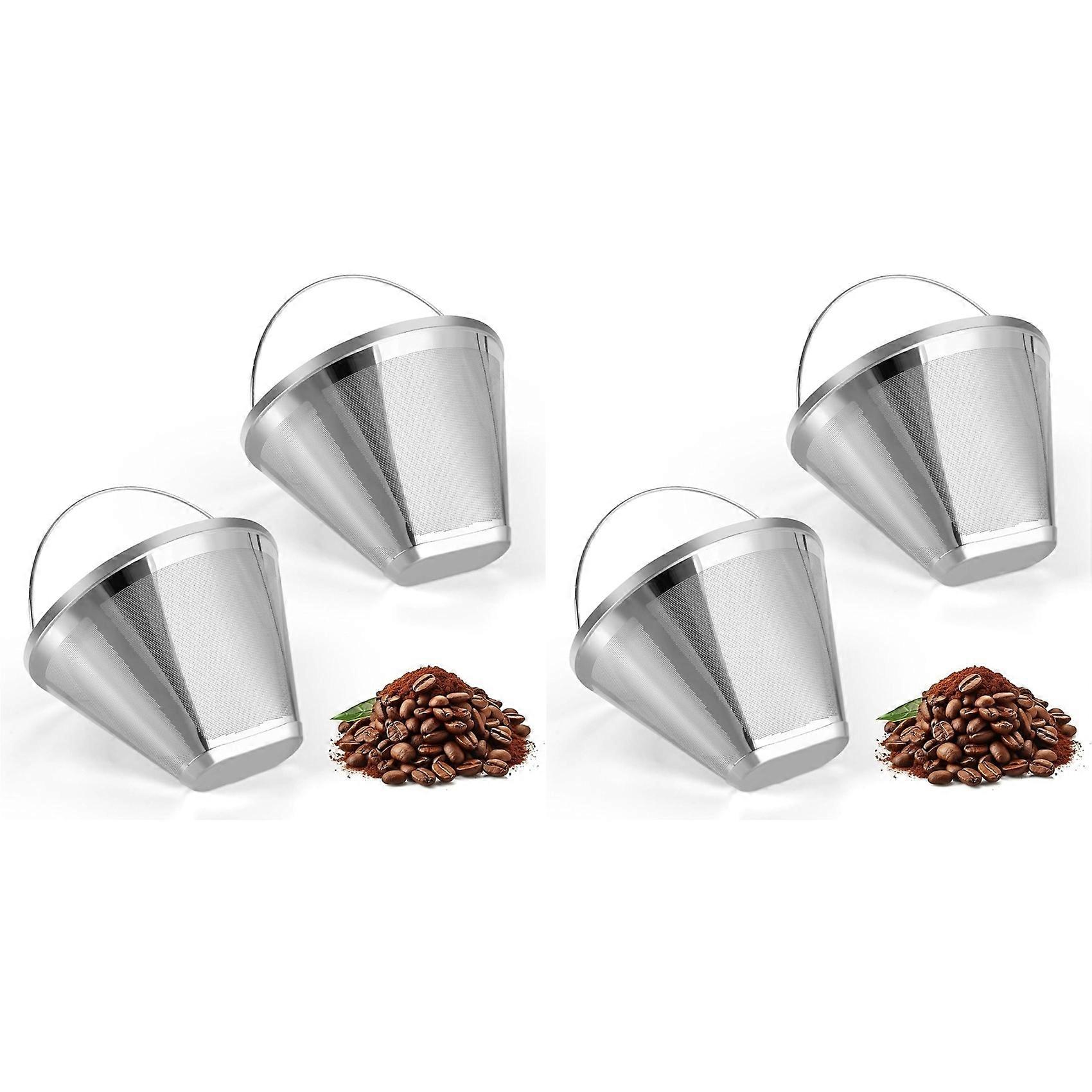 Stainless Steel Coffee Filter, Suitable for Coffee Filter Replacement, 4 Cone Permanent Coffee Filter 4Pcs
