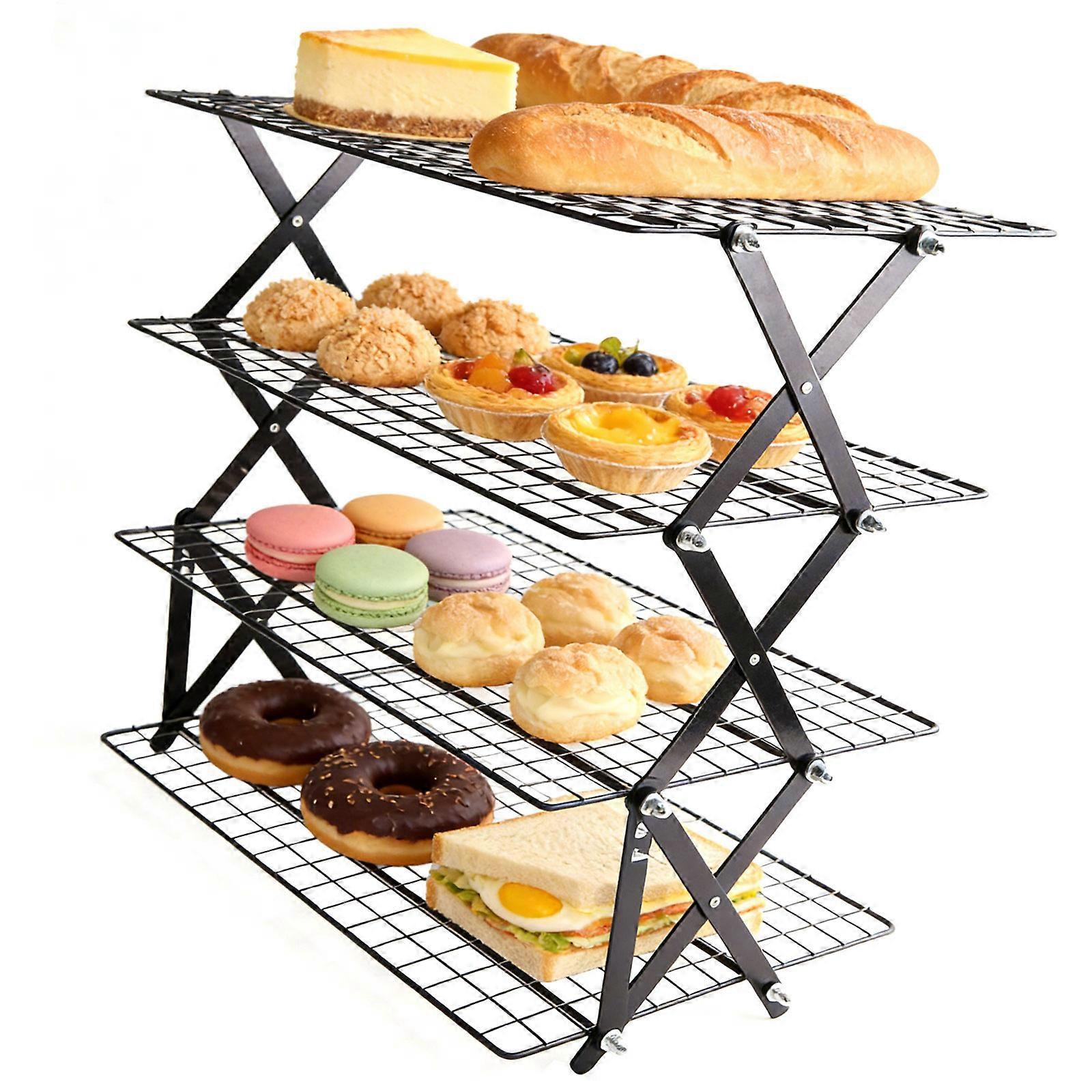 Pliable Baking Rack With Collapsing Flat Plan And Modifiable Height For Upgraded Ventilation Not Stick Coating Multicolor