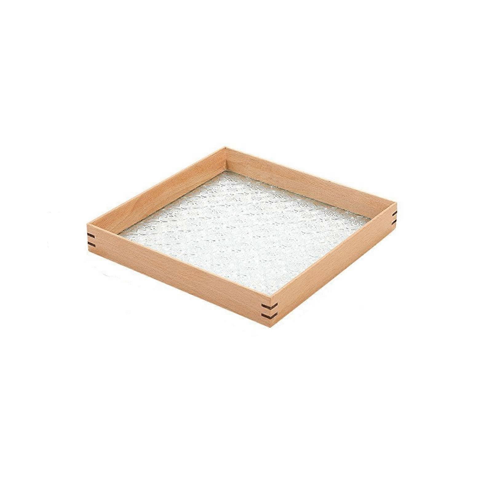 Wooden and Glass Serving Tray Vintage Rectangular MultiPurpose Cafe Breakfast Tray Sturdy Frame