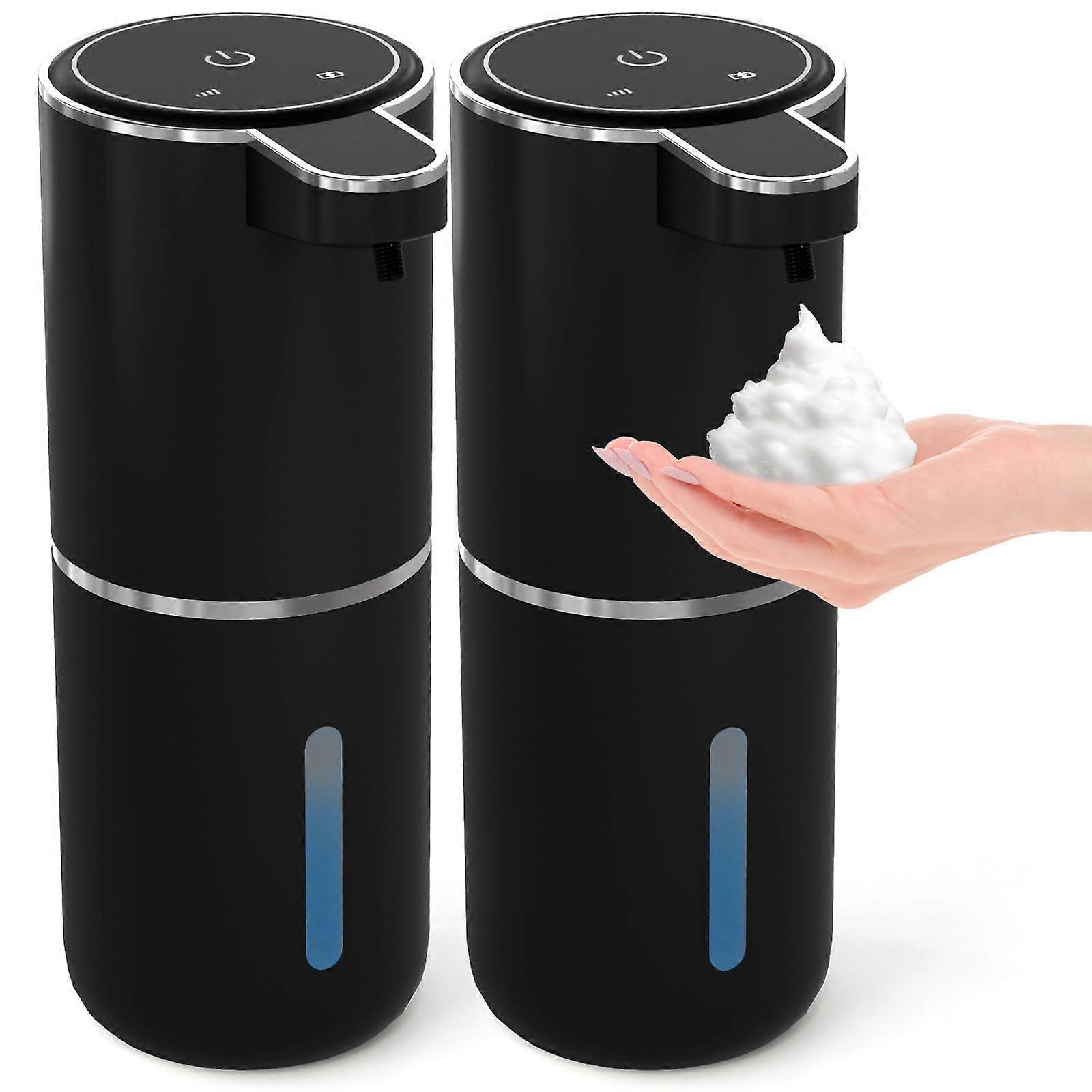 2 Pack Wall Mounted Foaming Soap Dispenser, USB Rechargeable Touchless Sensor, 12.8oz IPX5 Waterproof