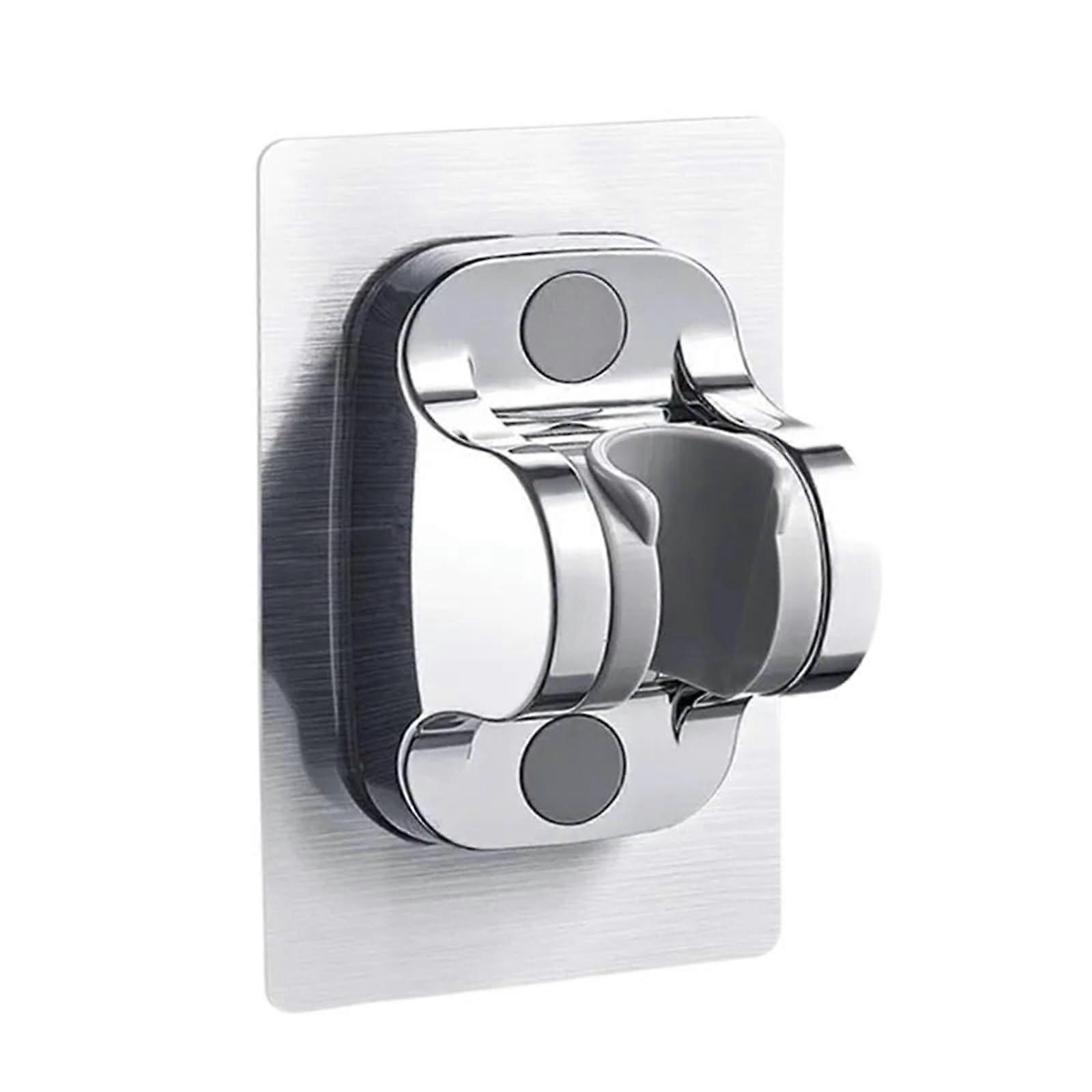 Shower Head Holder 2pcs Silver No Drill Wall Mounted Adjustable Bracket for Bathroom