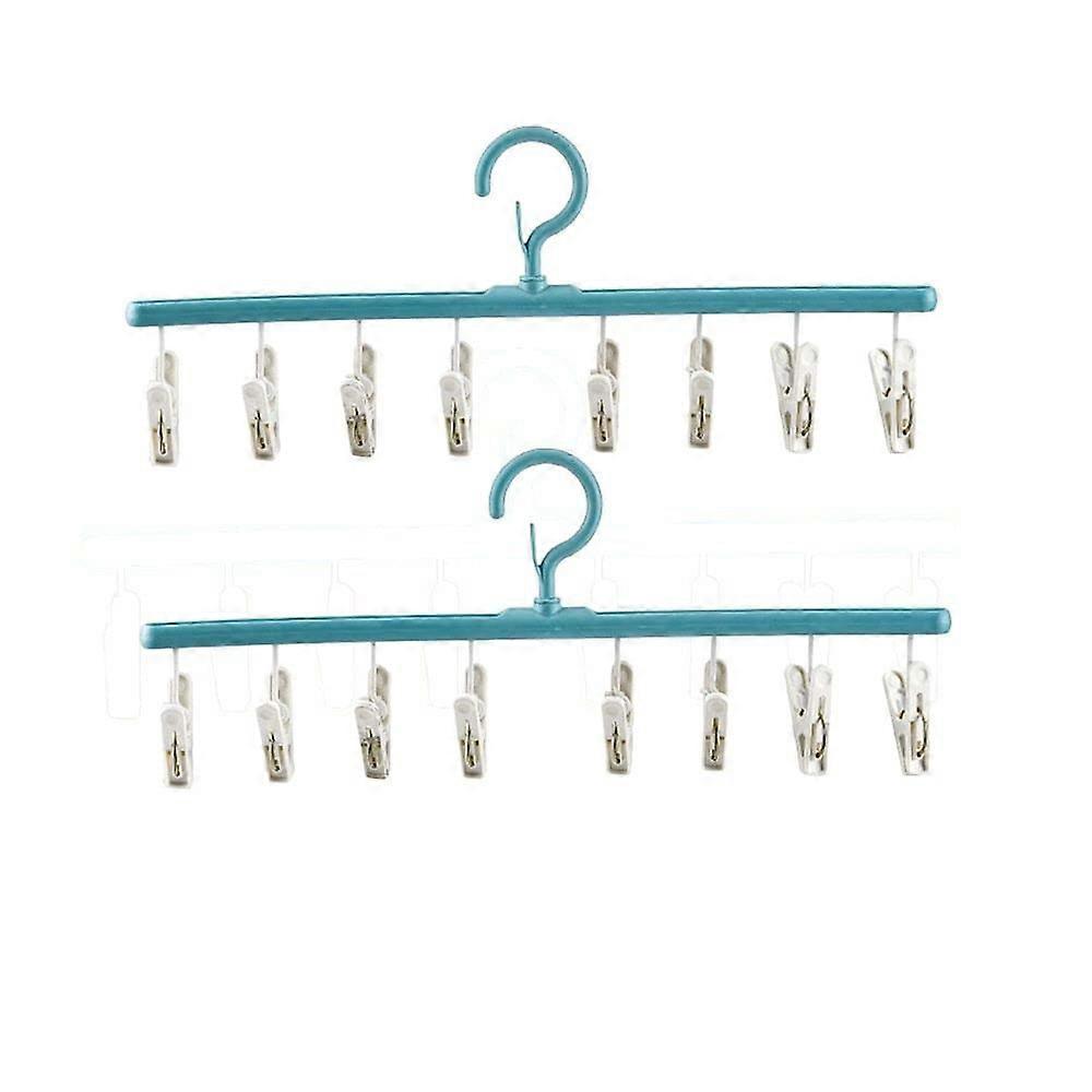 2 Pack Drying Rack with Clips, Windproof Sock and Underwear Hanger, SpaceSaving Laundry Holder