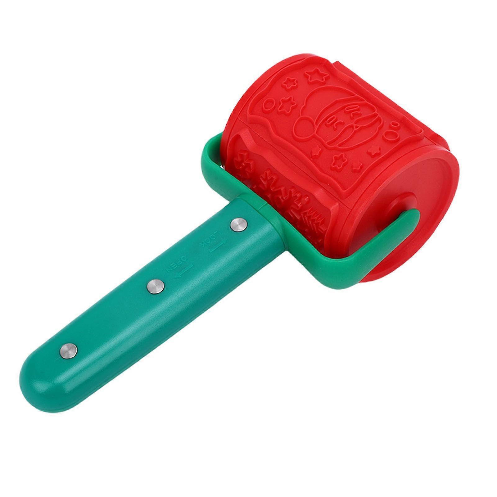 Christmas Embossed Rolling Pin with 12 Replaceable Patterns, Cookie Stamp Roller for Holiday Baking