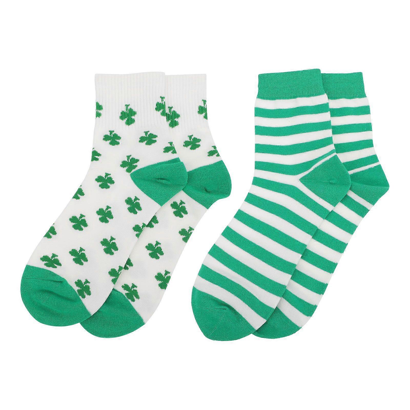 2 Pairs St. Patrick's Day Elements Design Autumn Winter Socks for Saint Patrick