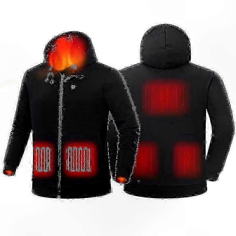 Electric Heated Full Zip Hoodie Lightweight Sweatshirt Jacket with Heating Function Top