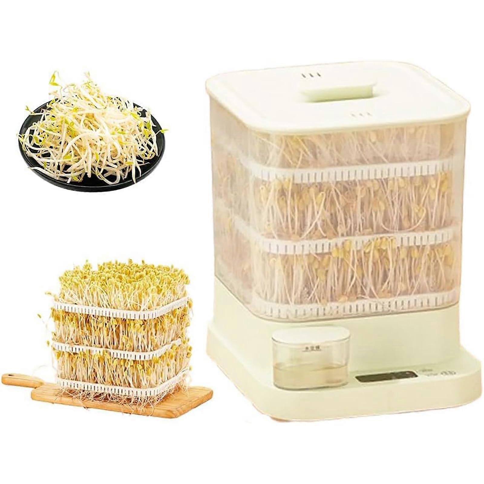3 Layer Automatic Bean Sprout Machine with LED Display, Large Capacity and 360° Water Spray