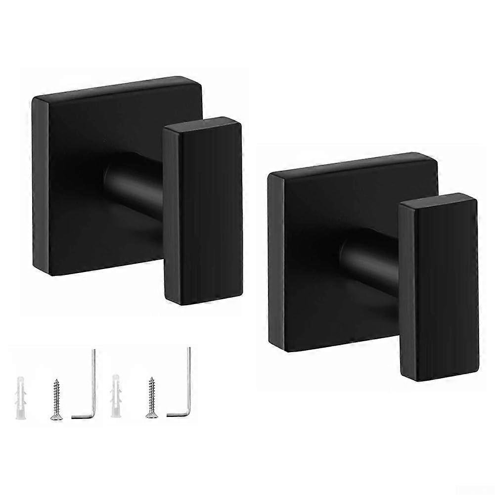 Stainless Steel Wall Hook Black Bathroom Robe Hooks RustResistant SpaceSaving with Screws