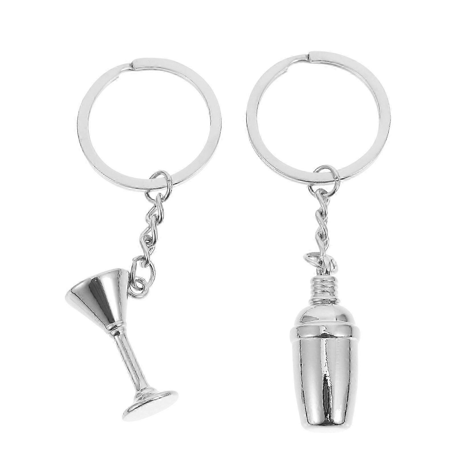 2pcs Charming Simulated Wine Cup Key Chains for Bag and Backpack Decorations