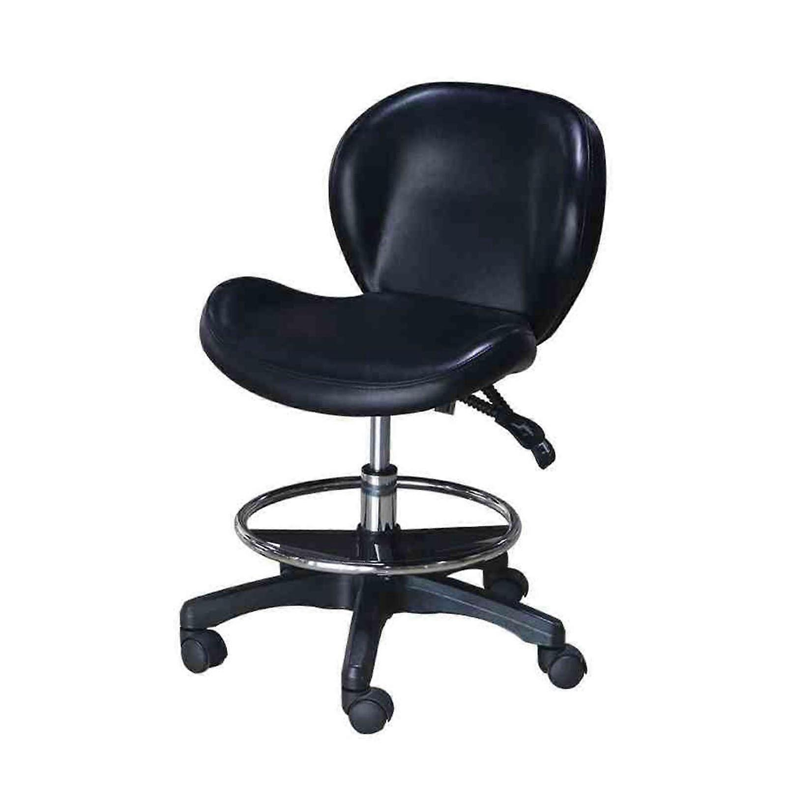 Saddle Stool with Wheels Ergonomic PU Leather Chair Adjustable Height Backrest for Salon Office