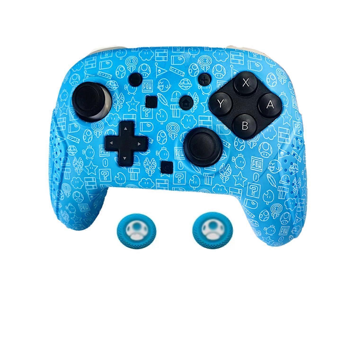 Cover for Switch 2 Pro Controller with AntiSlip Grip and Thumbstick Caps, ShockAbsorbing Blue Case