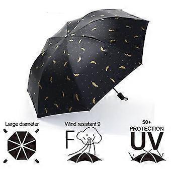 Dual-purpose umbrella for both sunny and rainy days, windproof, rainproof, lightweight, and foldable, available in black/white for everyday use.