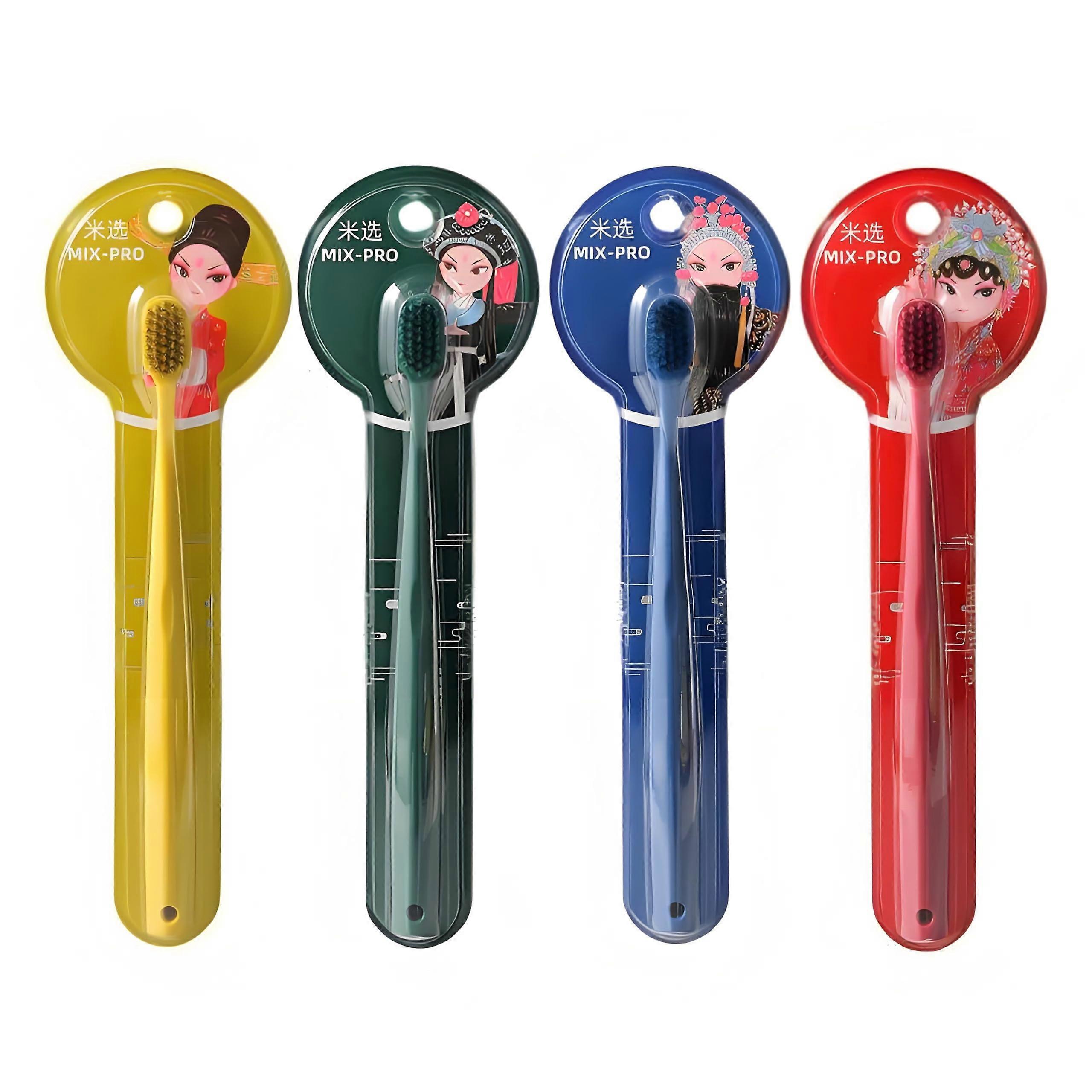 Extra Soft Flame Bristle Manual Toothbrush for Sensitive Gums and Deep Gap Cleaning, 4 Pack