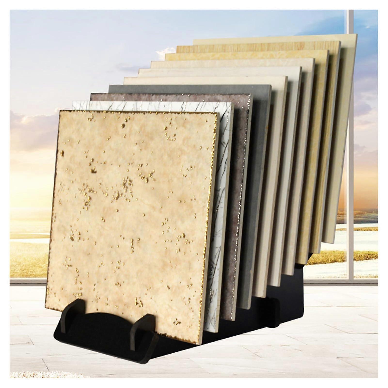 12Layer Floor Tile Display Rack with SpaceSaving Vertical Design, Movable Ceramic Sample Stand, Black