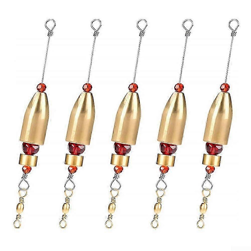 5pcs Brass Fishing Sinker Weights with Swivels, NoiseMaking Beads, Cold Water 21g