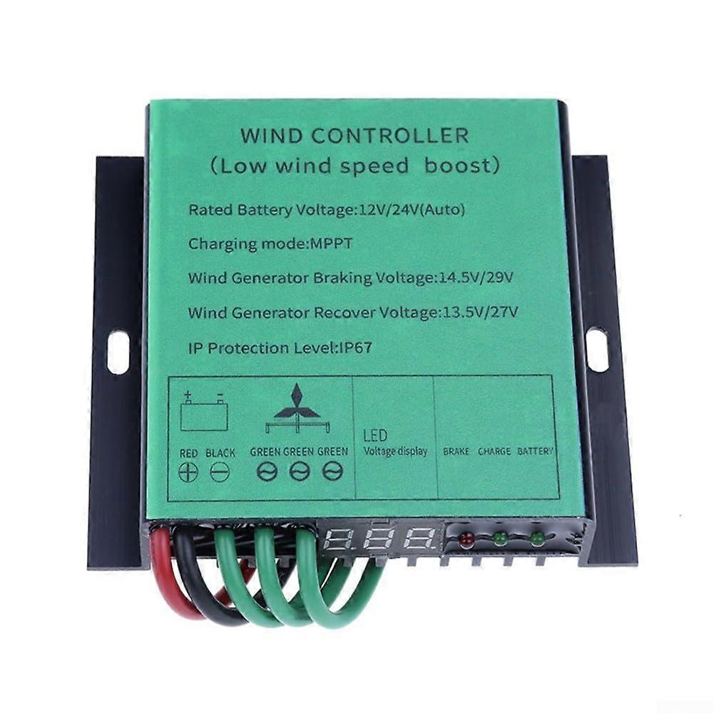 800W MPPT Wind Turbine Charge Controller IP67 Waterproof Boost Charging for 12V 24V Systems