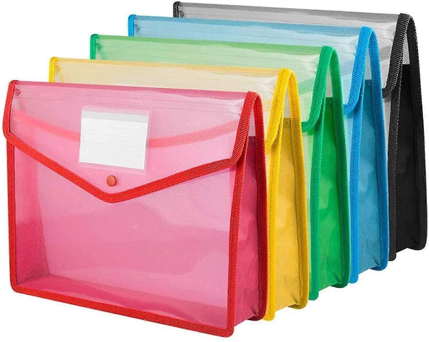 5pcs Plastic Wallets, A4 Clear Wallet Large Capacity Document Folder Pockets